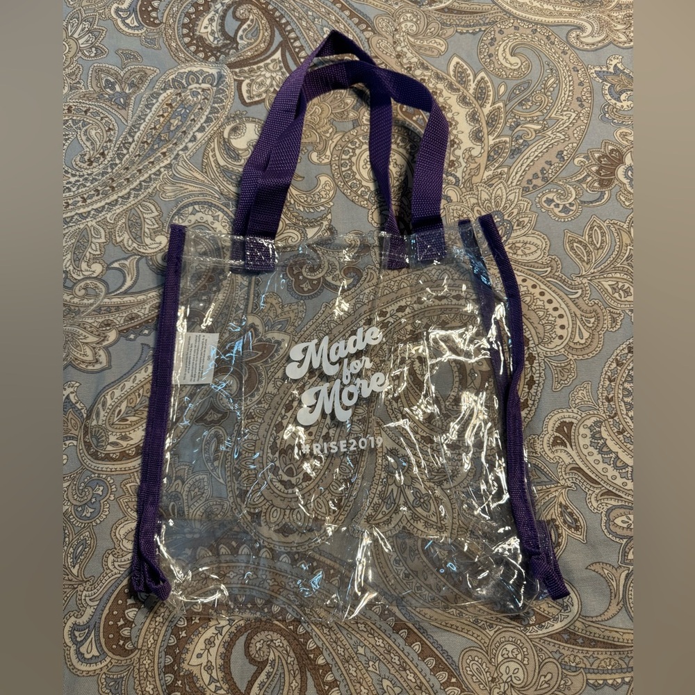 Rachel Hollis Made For More RISE 2019 clear bag trimmed in Purple